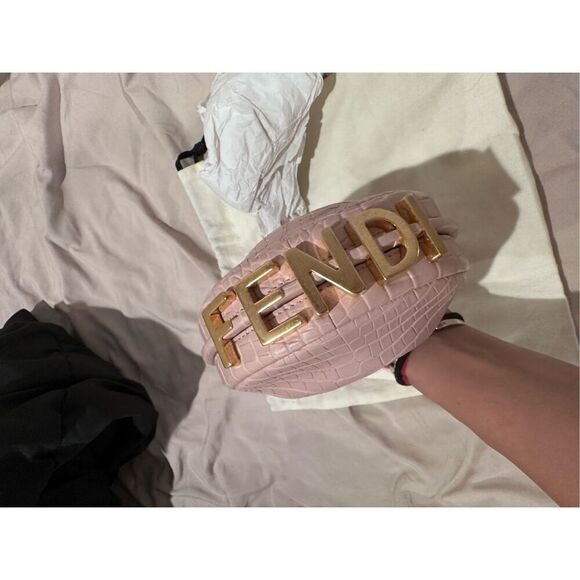 Crocodile leather fendi nano mini bag pink and gold new with tags - Picture 6 of 8
